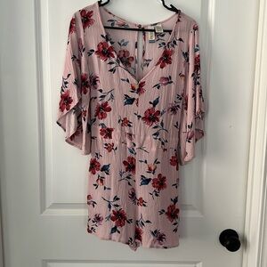 Pink floral flowy romper